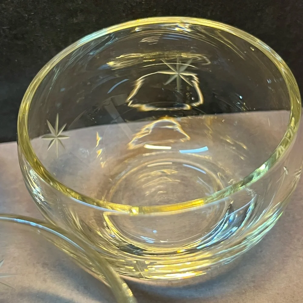 Dorothy Thorpe Roly Poly Pointed Etched Star Cocktail Glasses Vintage MCM Set 6